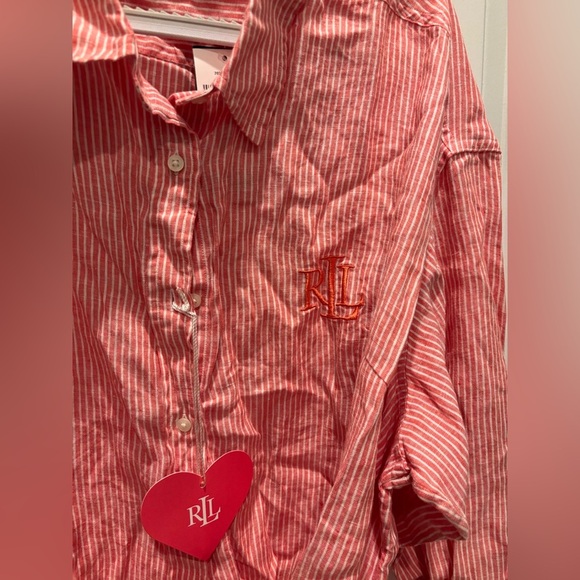 Lauren Ralph Lauren Striped Logo Linen Shirt - Picture 4 of 7